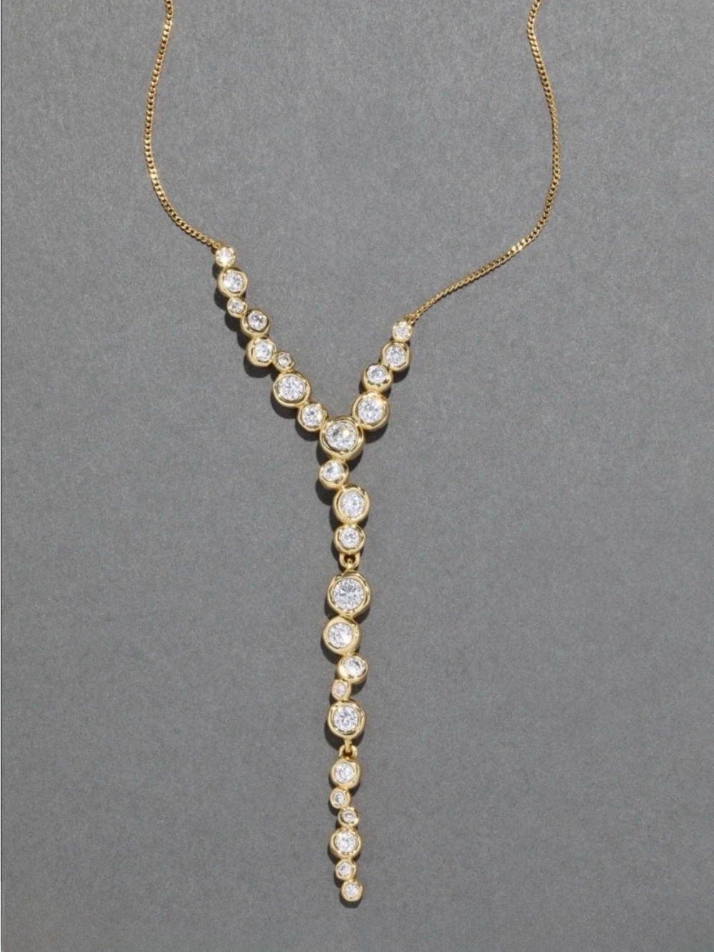 NEW Alexis Bittar Asterales Cascading Necklace Gold Clear Bubble C Z JL29